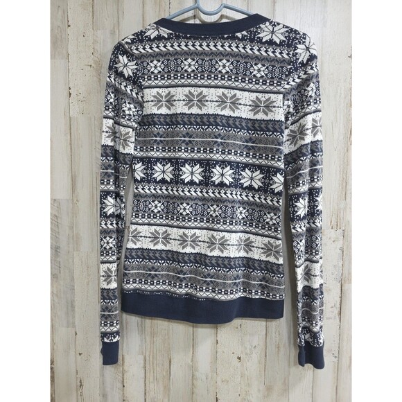 Tommy Hilfiger gray and white thermal long sleeve shirt size Small Snowflakes - Picture 3 of 11